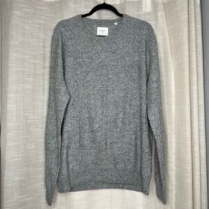 Billy Reid Gray Speckled Sweater Organic Cotton Silk Merino Wool Italy Men's XL